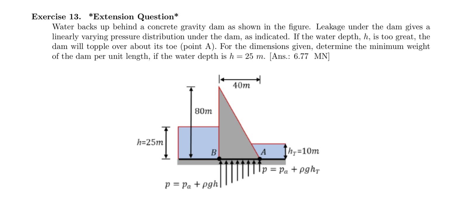 Exercise 1 3 . , * * Extension Question Water