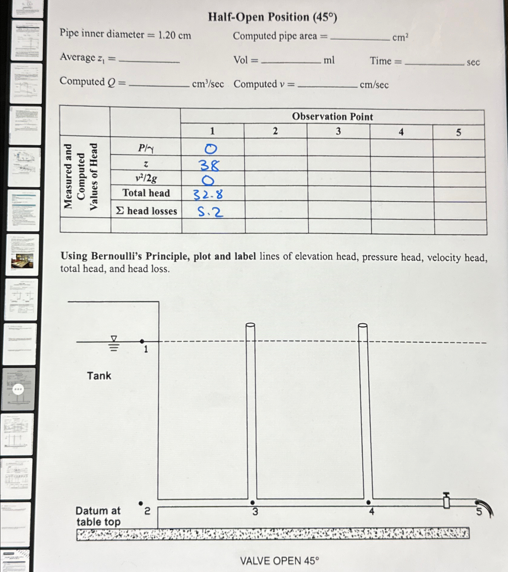 Half-Open Position (45\\\\deg ) \ Pipe inner