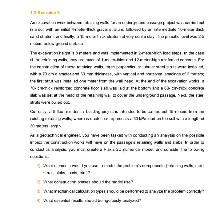 1 . 3 Exercise 3 An excavation work between