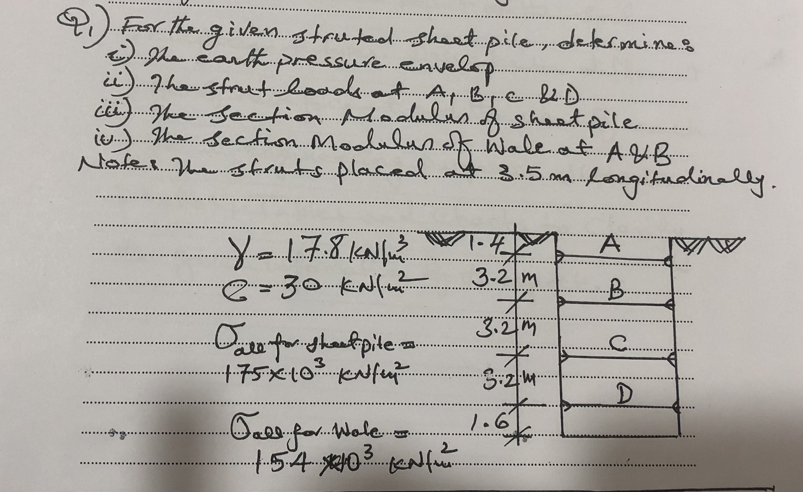 Q 1 ) For the given itruted shat pice determine: