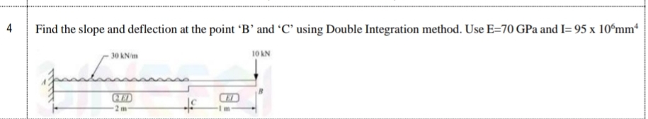 4 Find the slope and deflection at the point ' B
