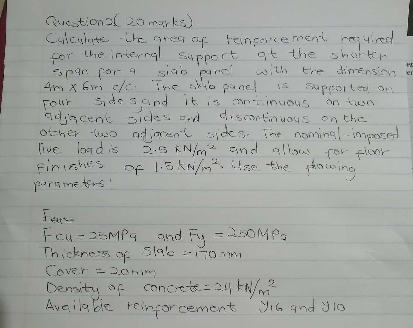 Question 2 ( 2 0 marks ) Calculate the area of