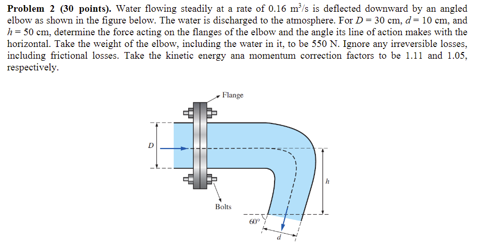 Problem 2 ( 3 0 points ) . Water flowing steadily