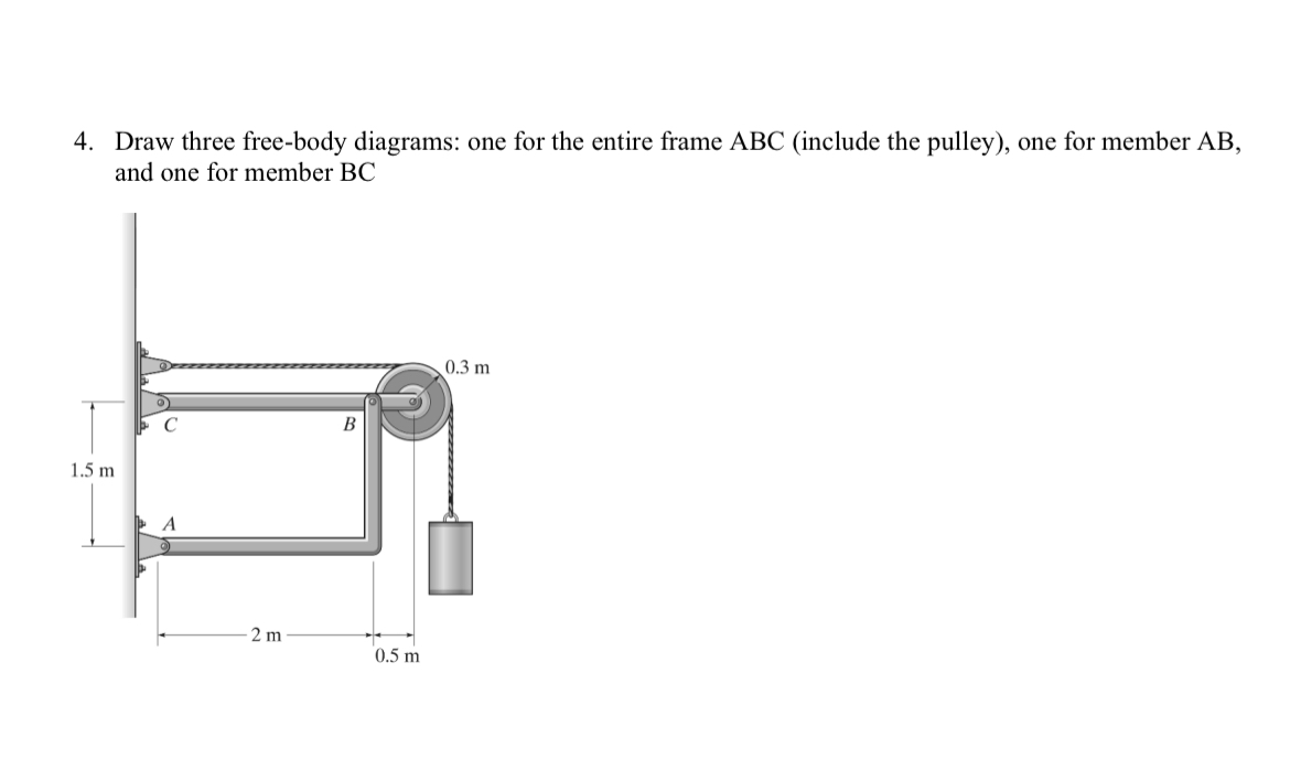 4 . Draw three free - body diagrams: one for the