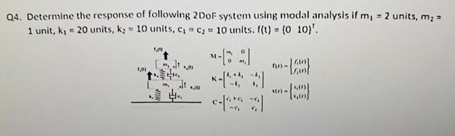 Q 4 . Determine the response of following 2 0 oF