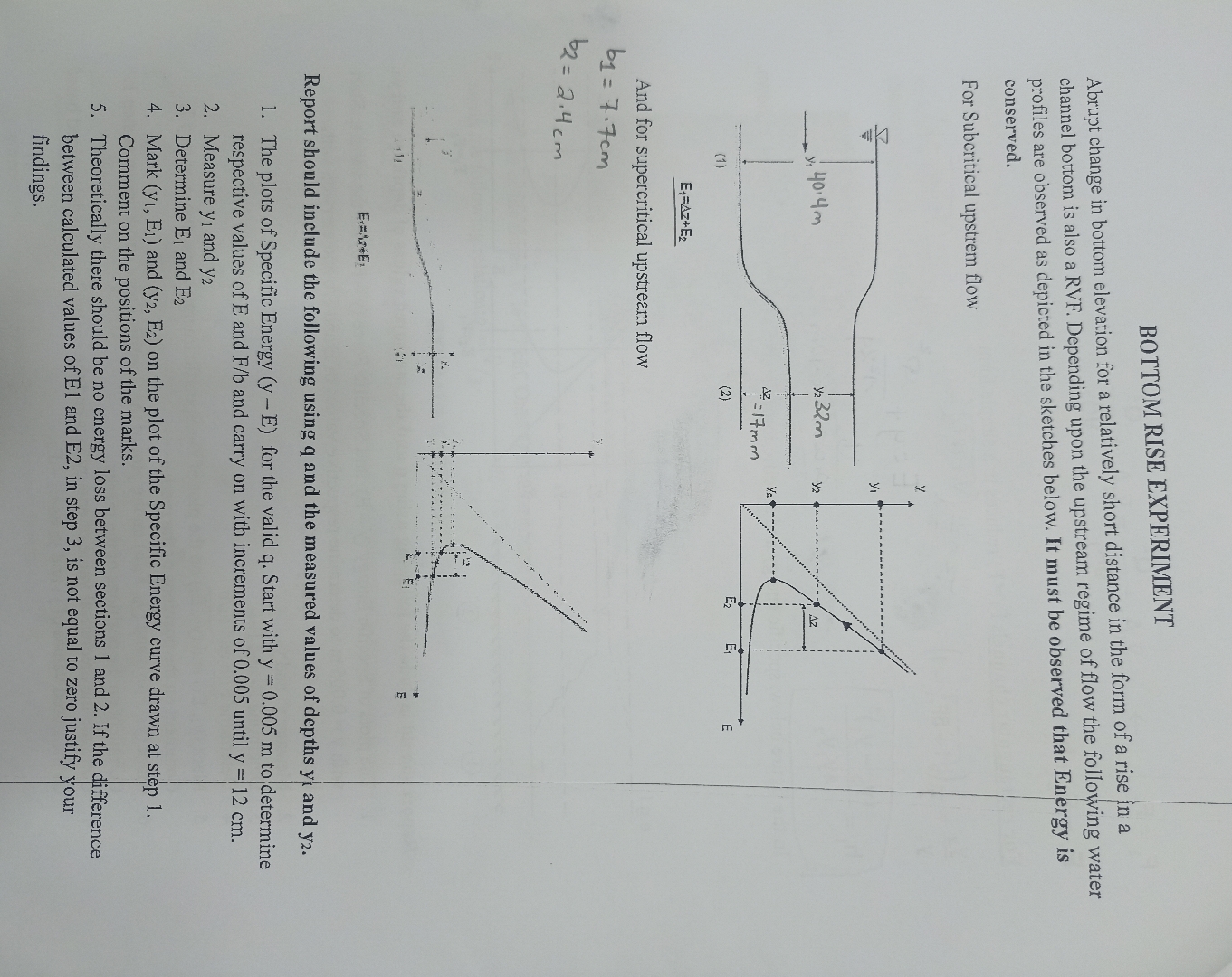 BOTTOM RISE EXPERIMENT Abrupt change in bottom