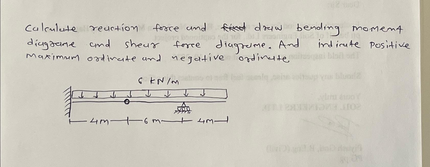 Calculate reaction force and draw bending moment