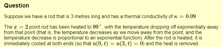 Question Suppose we have a rod that is 3 metres
