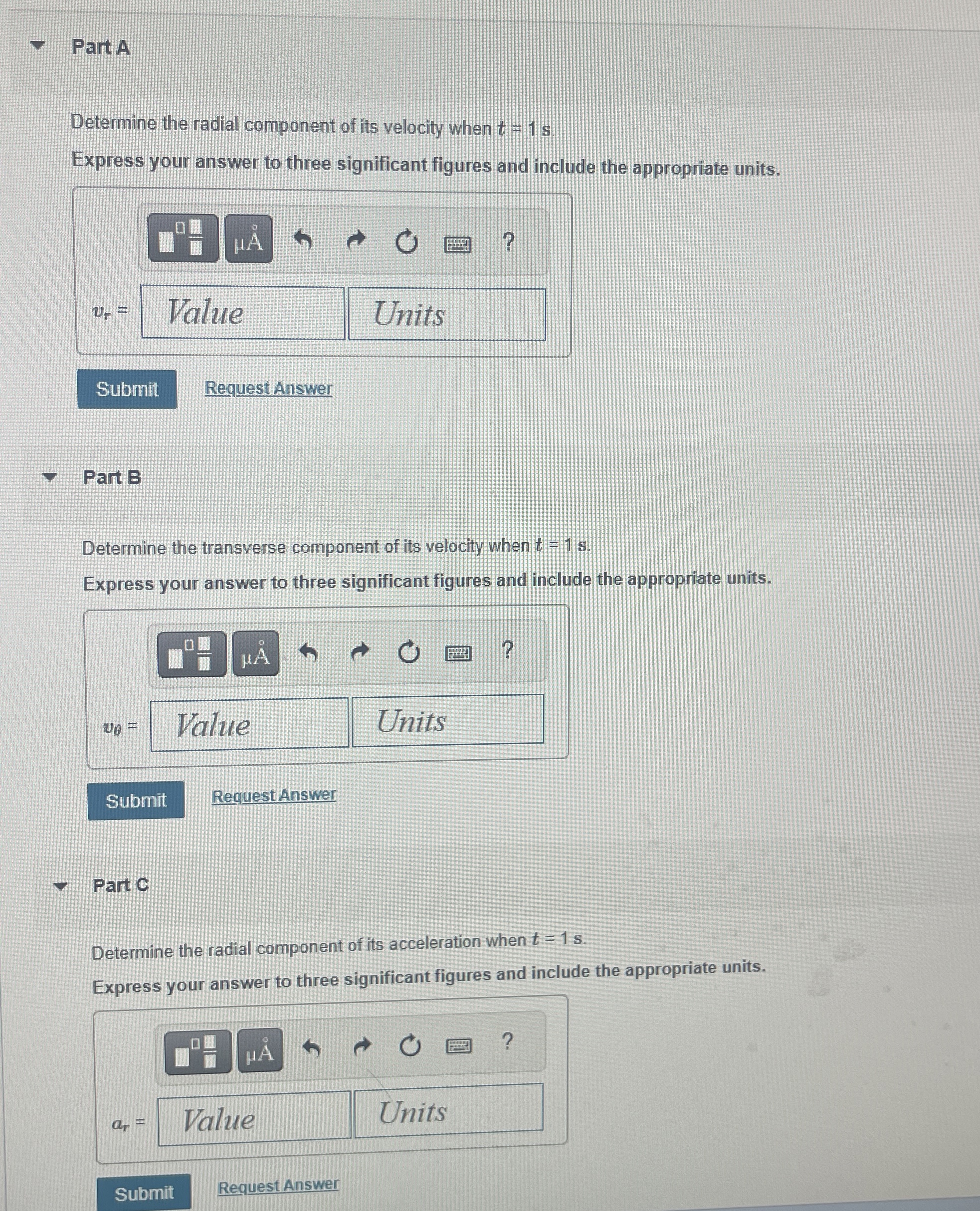 A particle's position is described by the polar
