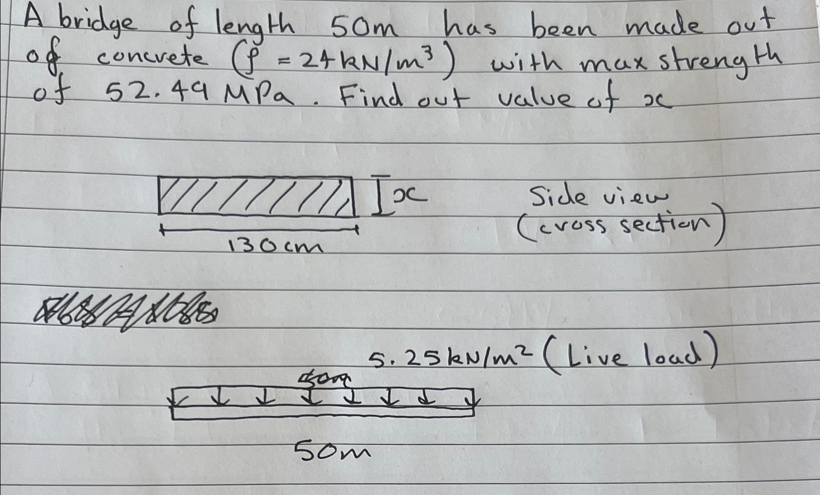 A bridge of length 5 0 m has been made out of