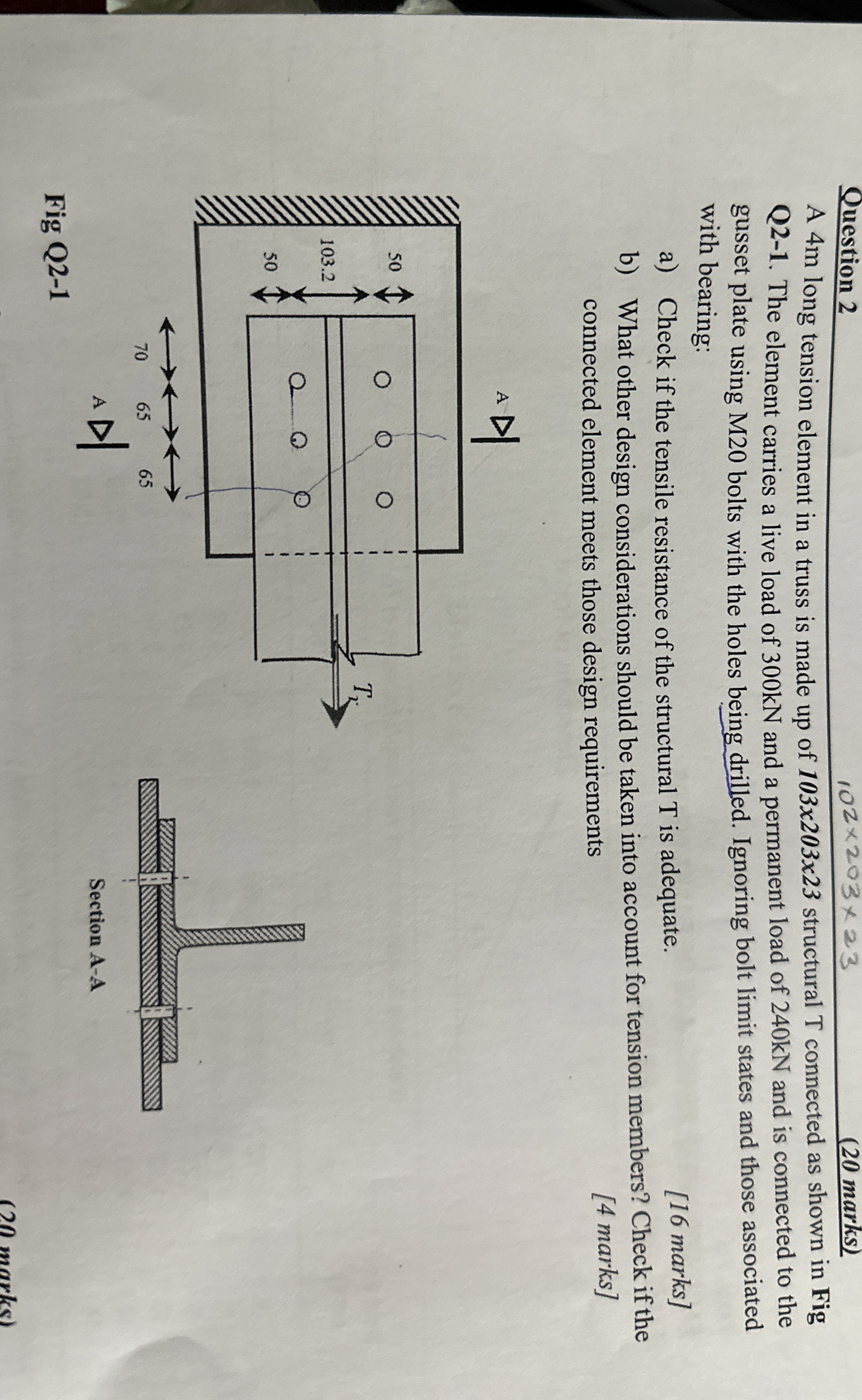 Question 2 1 0 2 2 0 3 2 3 ( 2 0 marks ) A 4 m