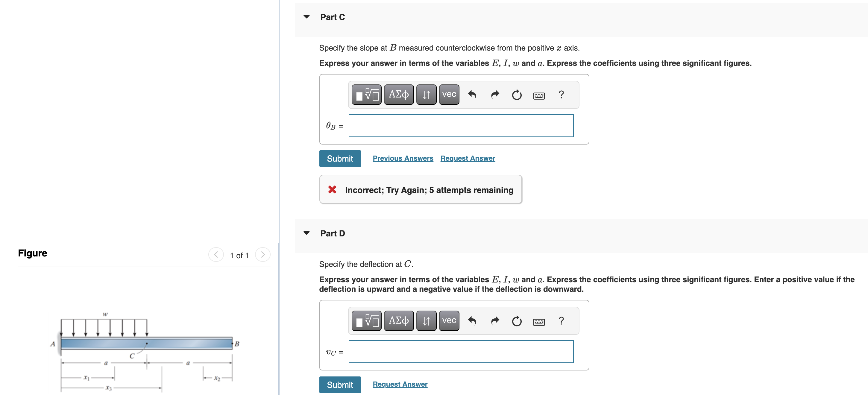 Part C Specify the slope at B measured