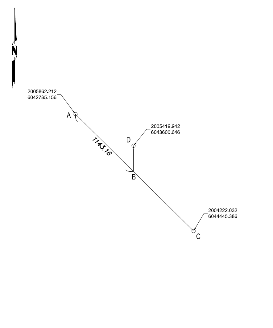 What is the bearing and distance from point B to