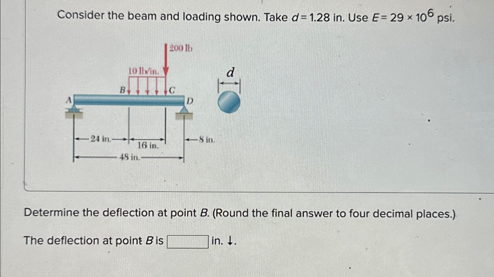 Consider the beam and loading shown. Take d = 1 .