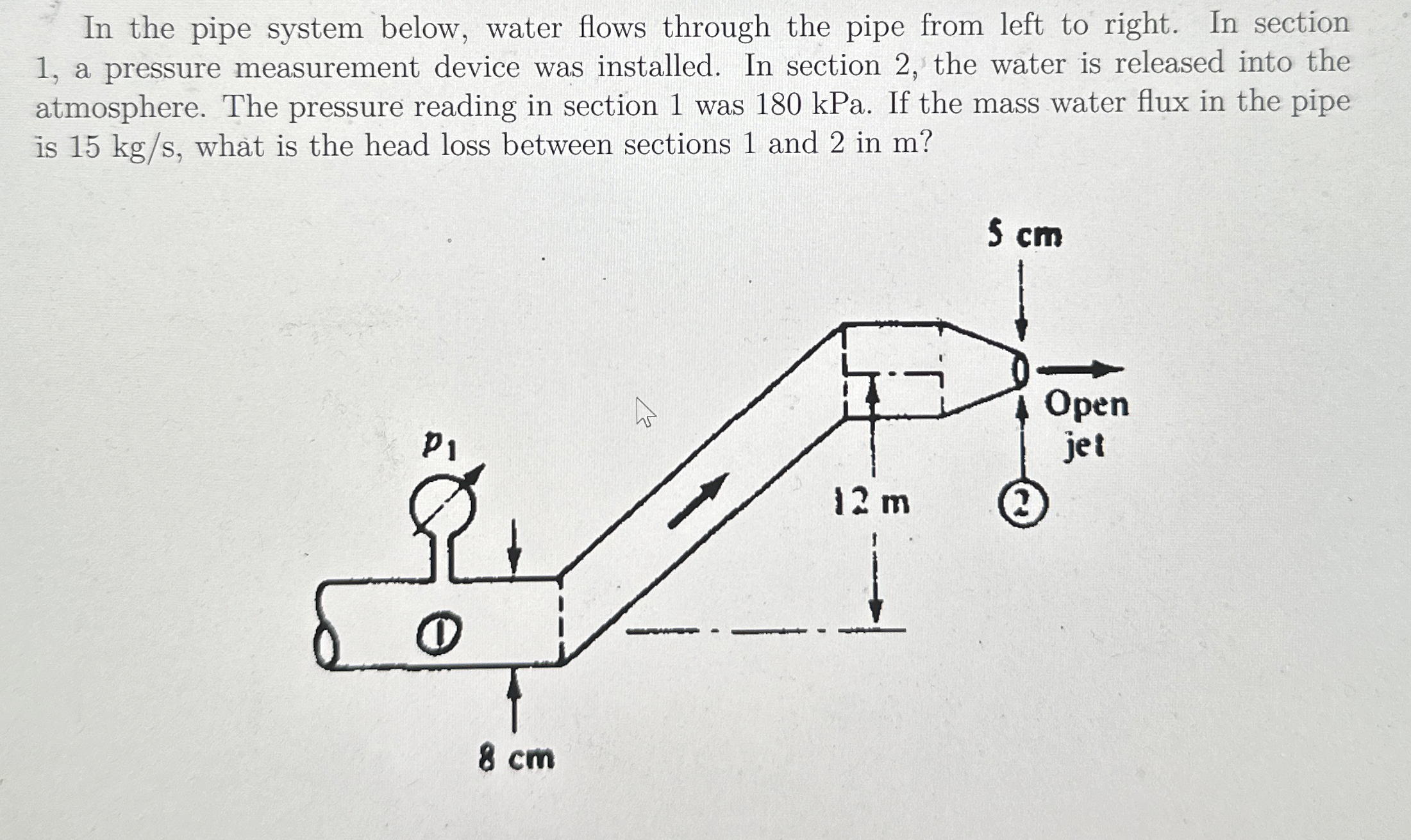 In the pipe system below, water flows through the