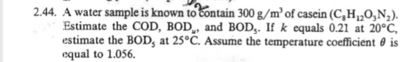 2 . 4 4 . A water sample is known to contain 3 0