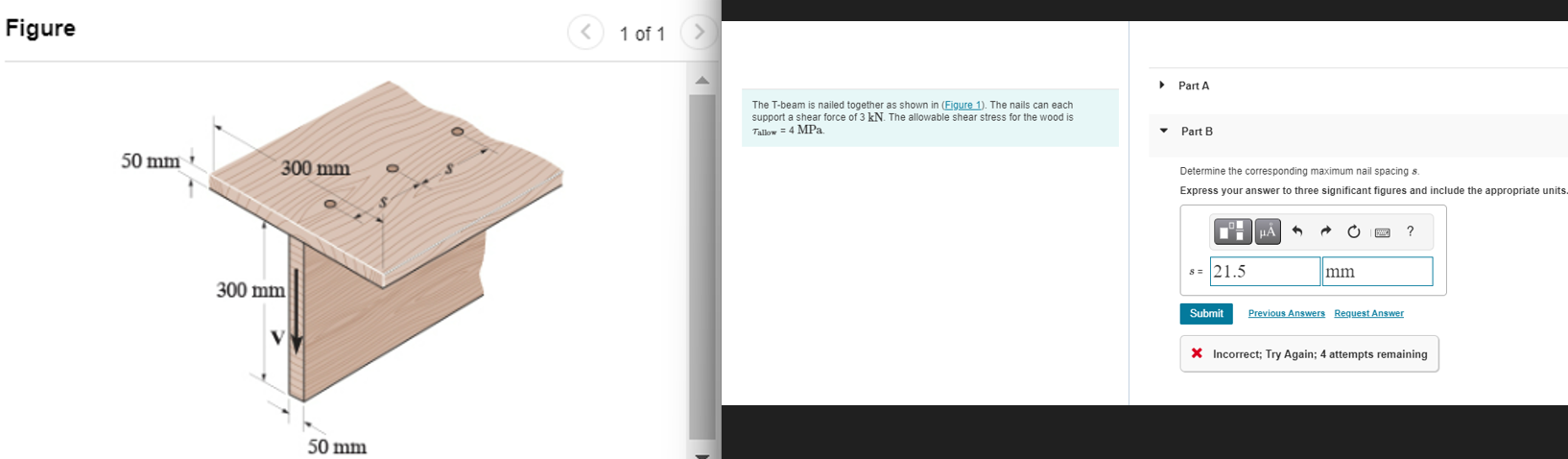 The T - beam is nailed together as shown in (