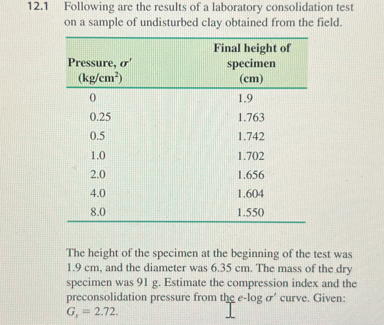 1 2 . 1 Following are the results of a laboratory