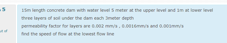 1 5 m length concrete dam with water level 5