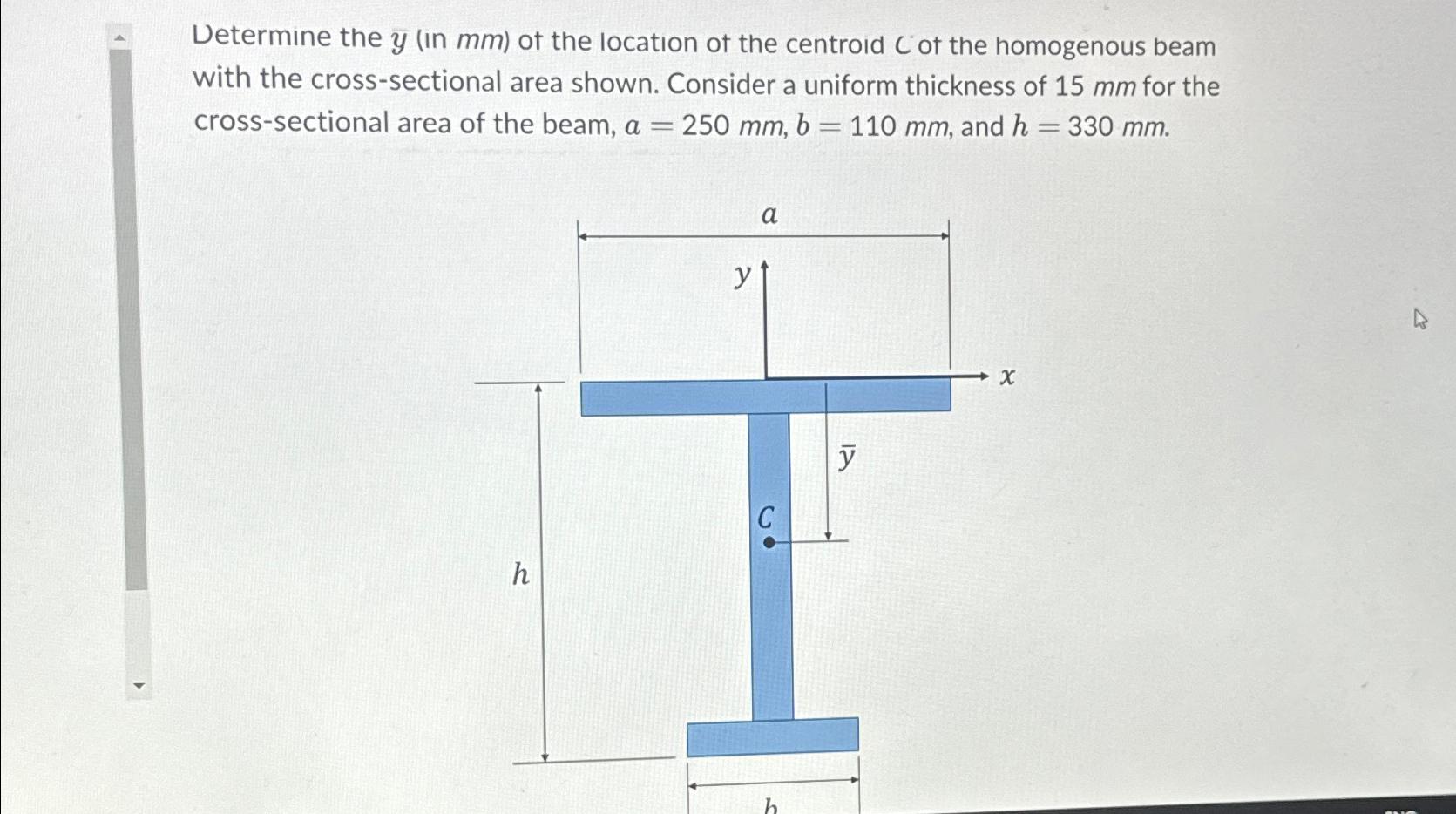 Determine the y ( in m m ) of the location of the