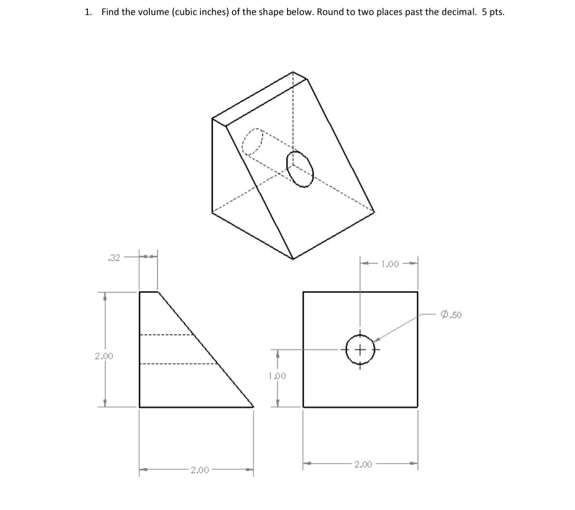 Find the volume ( cubic inches ) of the shape