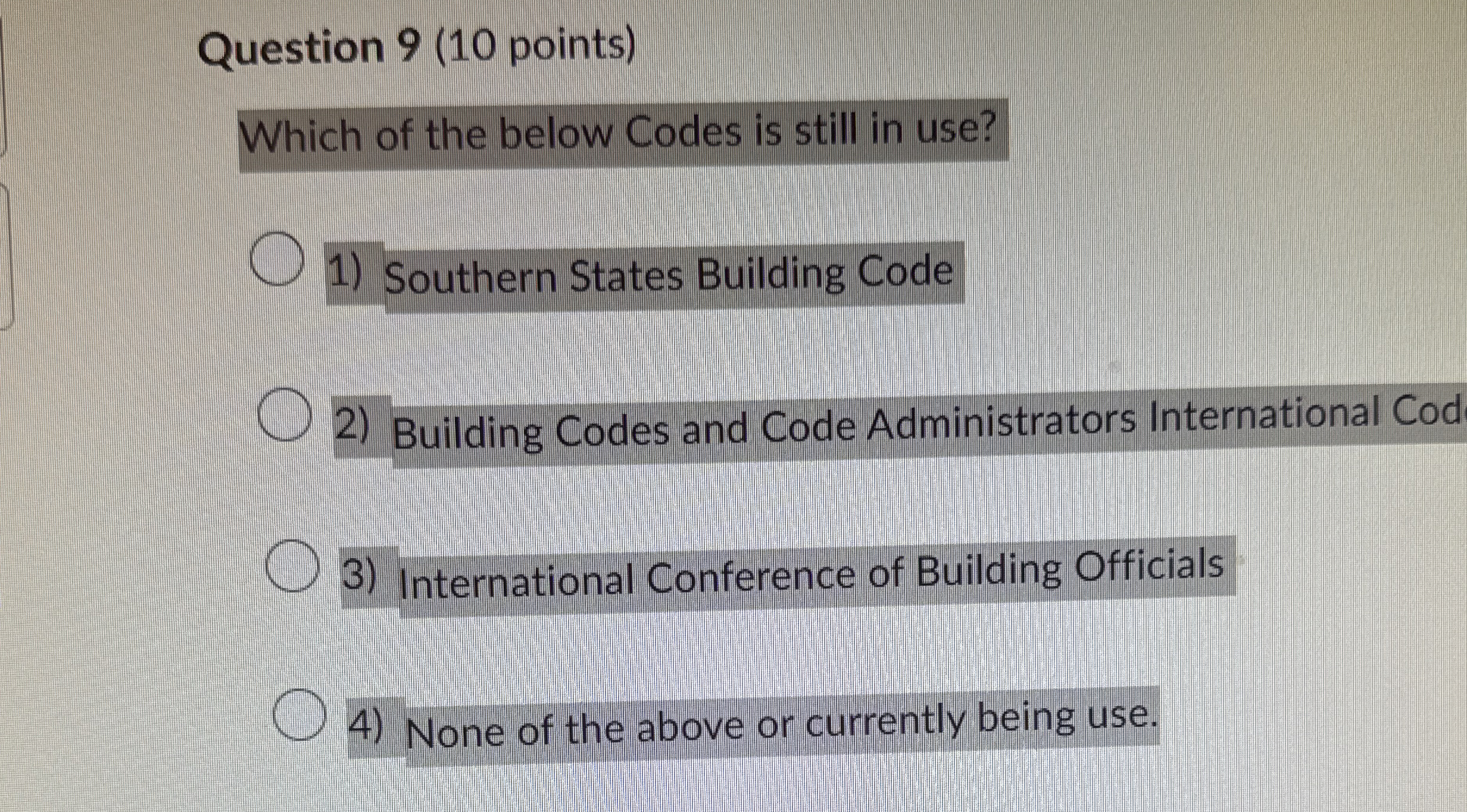 Question 9 ( 1 0 points ) Which of the below