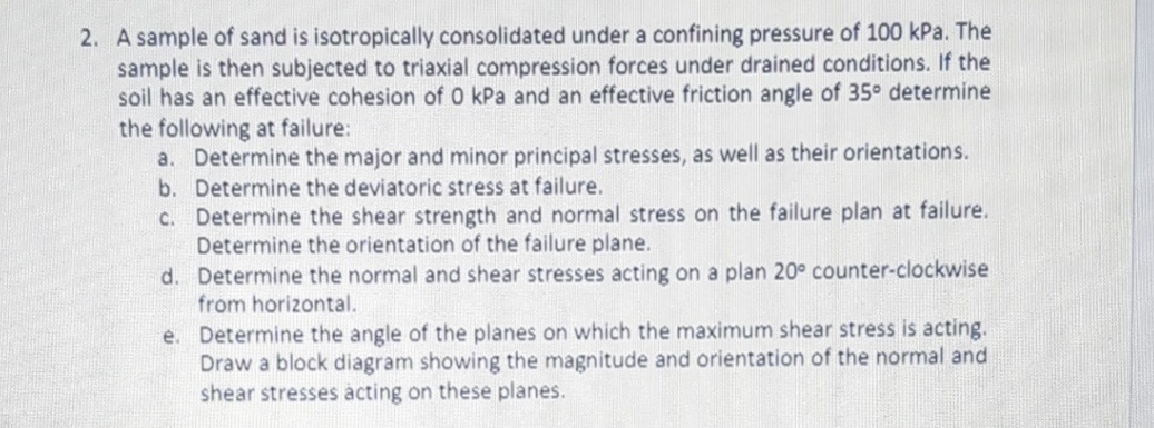 A sample of sand is isotropically consolidated