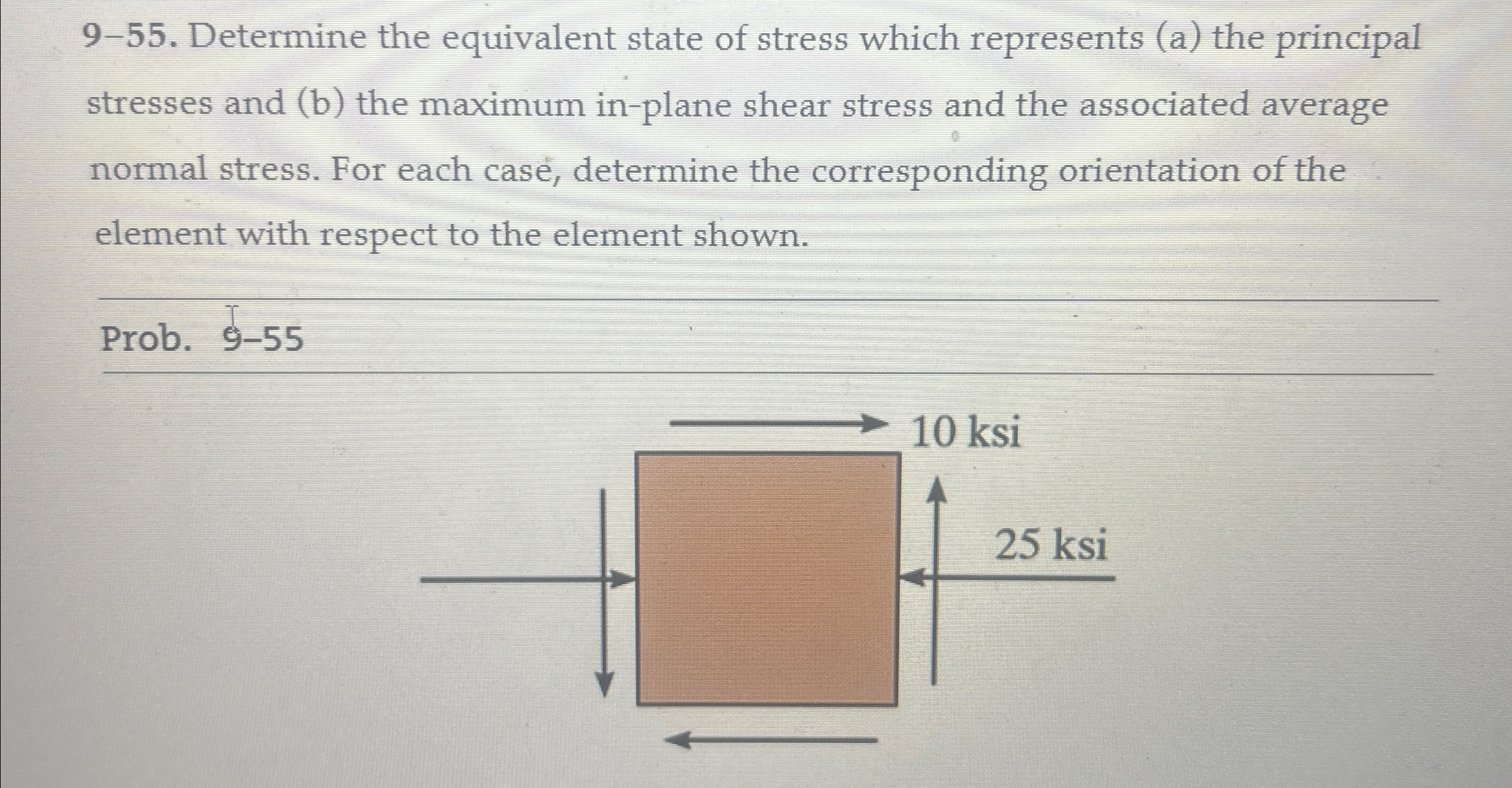 Solve problem using Mohr's circle 9 - 5 5 .