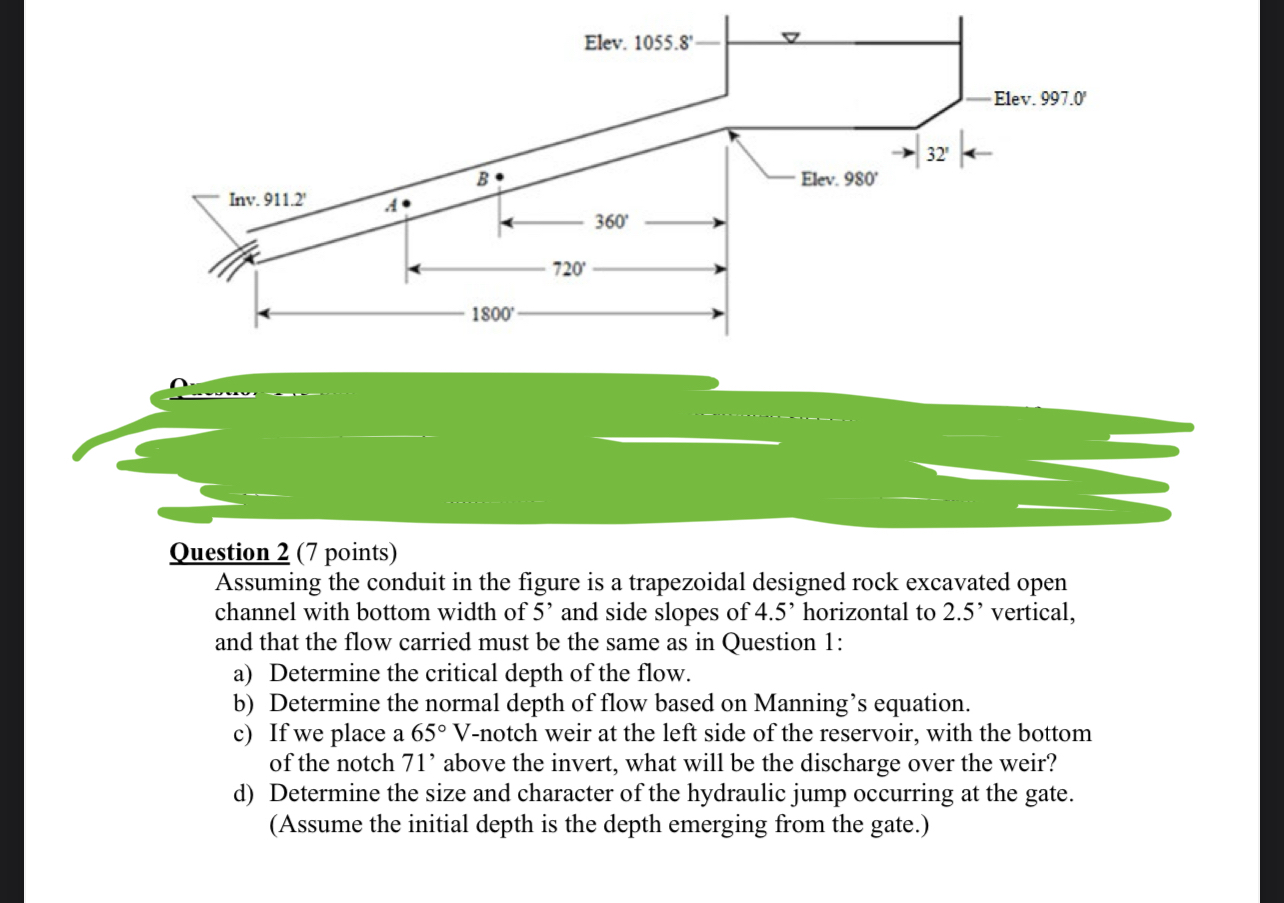Question 2 ( 7 points ) Assuming the conduit in