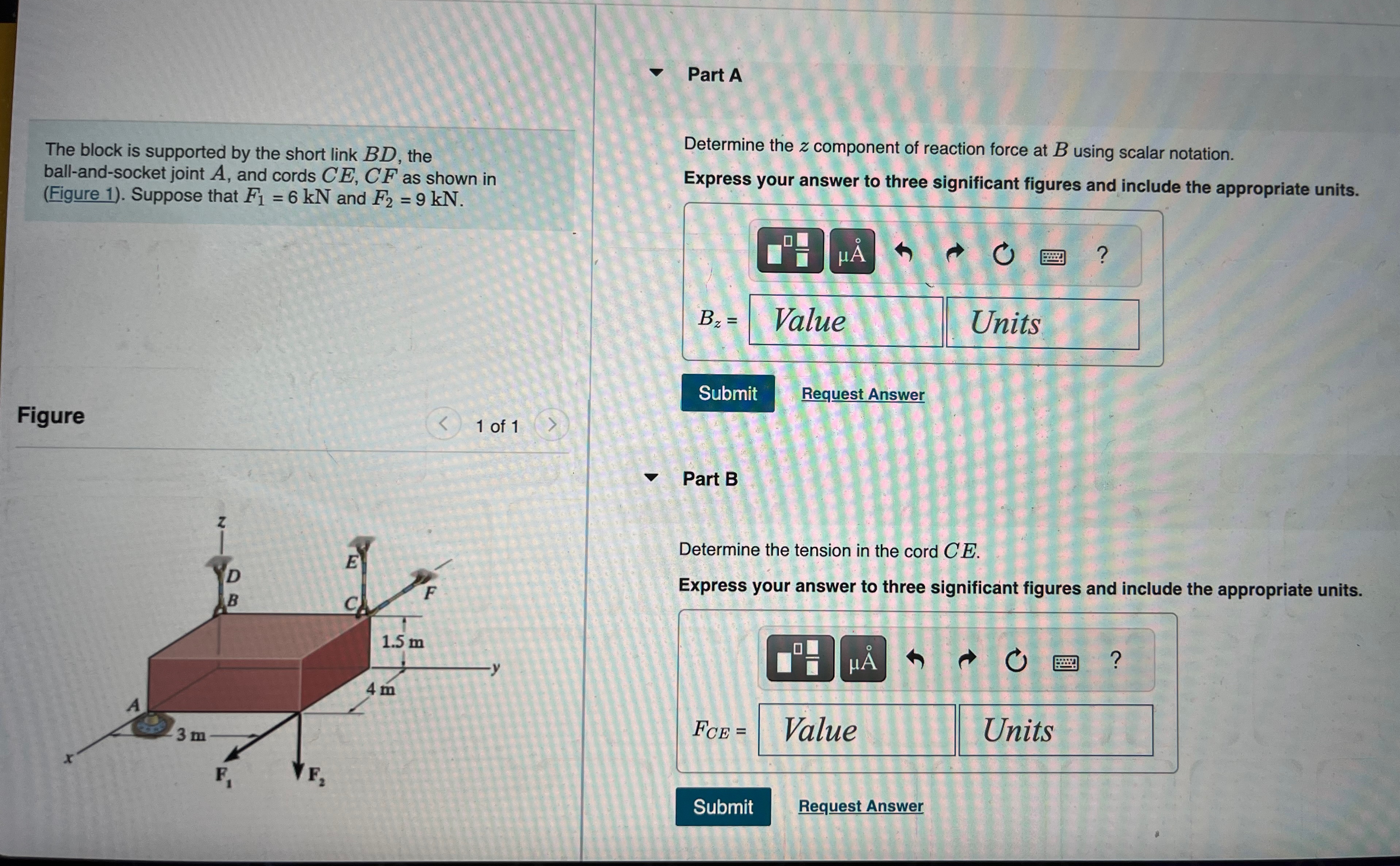 Part A The block is supported by the short link B
