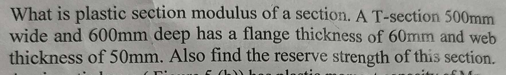 What is plastic section modulus of a section. A T