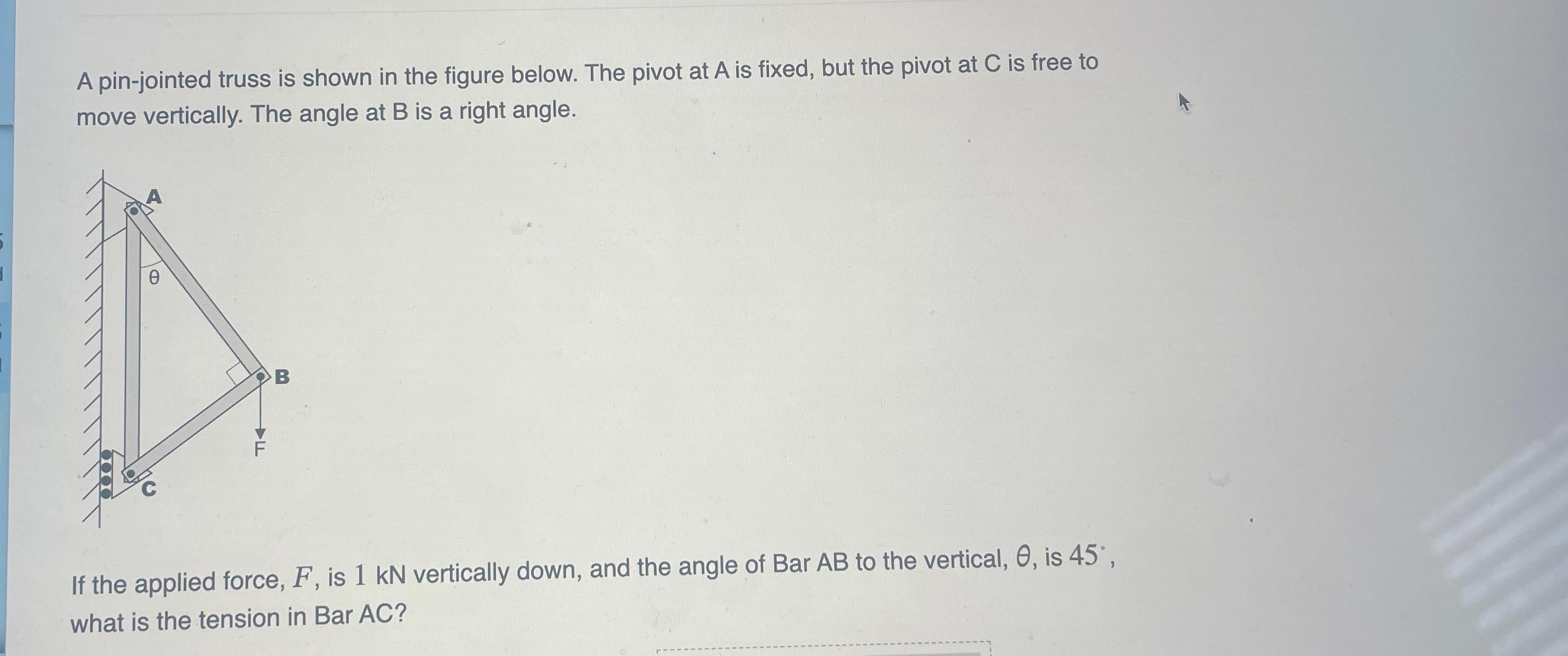 A pin - jointed truss is shown in the figure