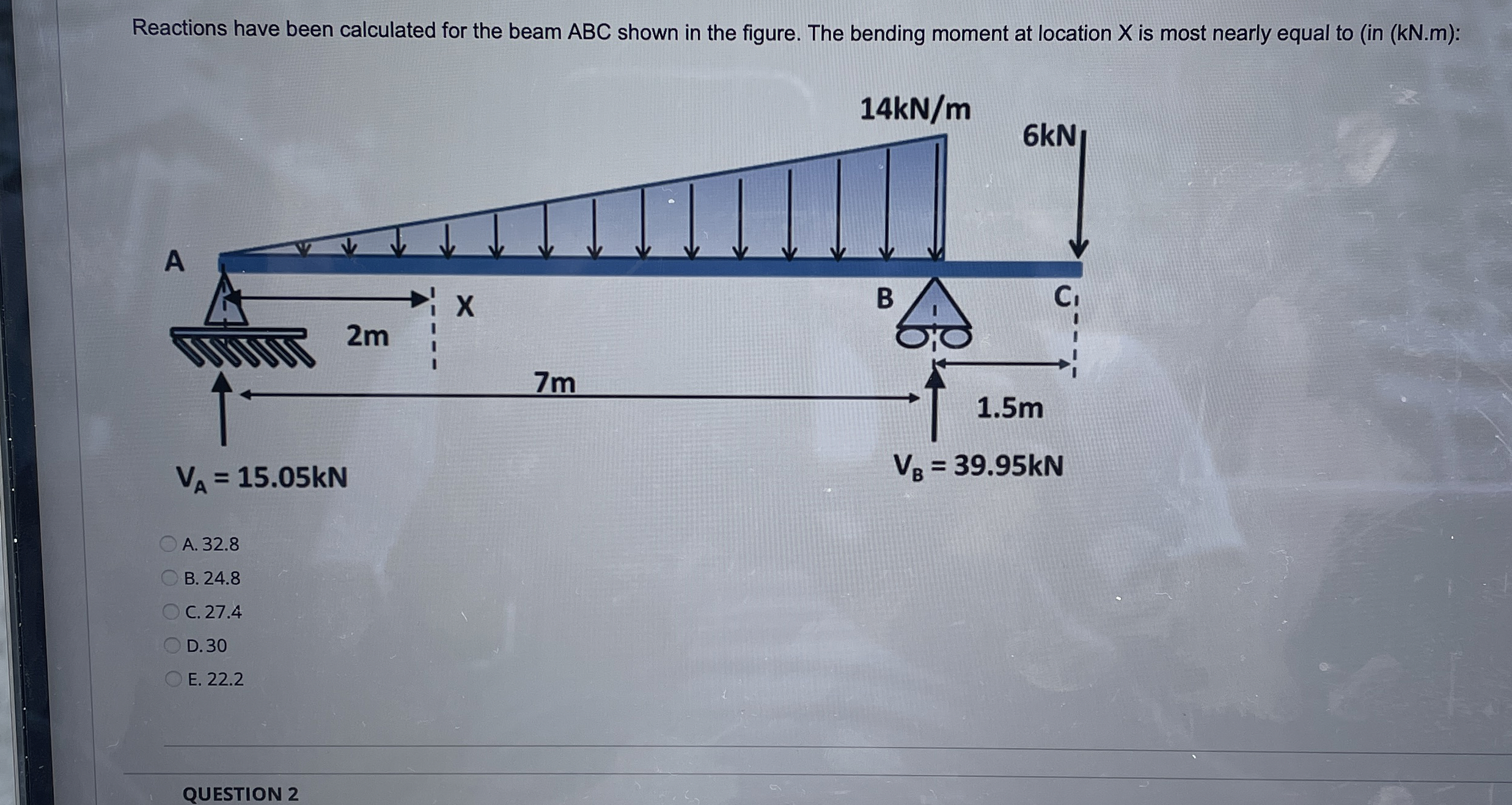 Reactions have been calculated for the beam ABC