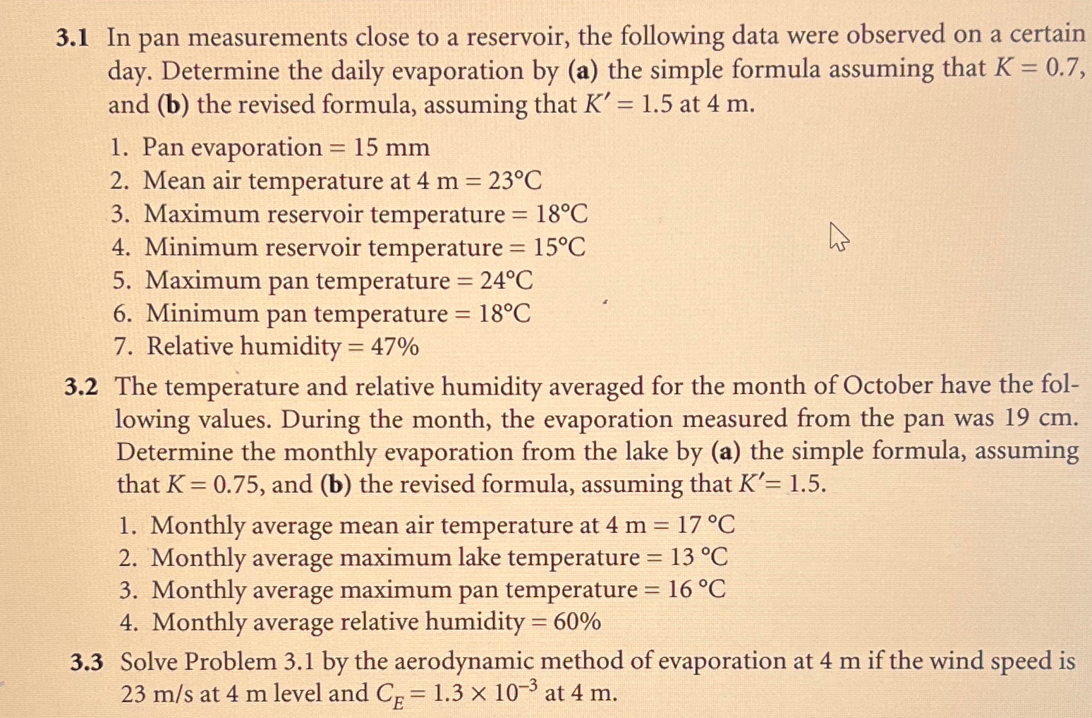 3 . 1 In pan measurements close to a reservoir,