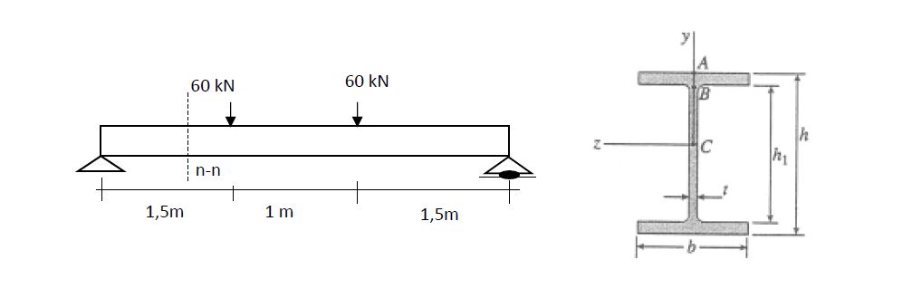 Kiri in kesit boyutlar : b = 1 5 0 mm , t = 1 5
