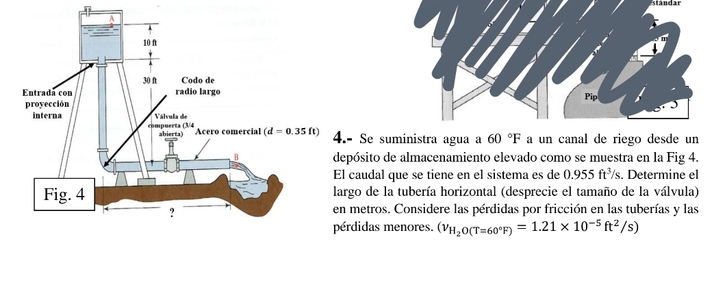 4 . - Se suministra agua a 6 0 F a un canal de