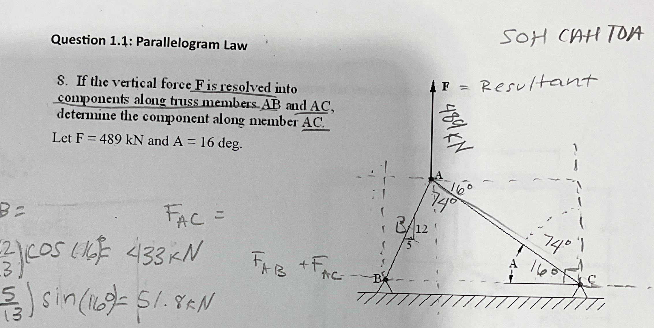 Question 1 . 1 : Parallelogram Law SOH CAHT TOA 8