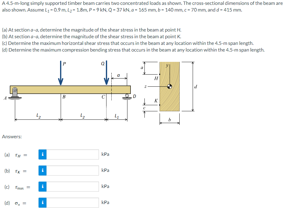 A 4 . 5 - m - long simply supported timber beam