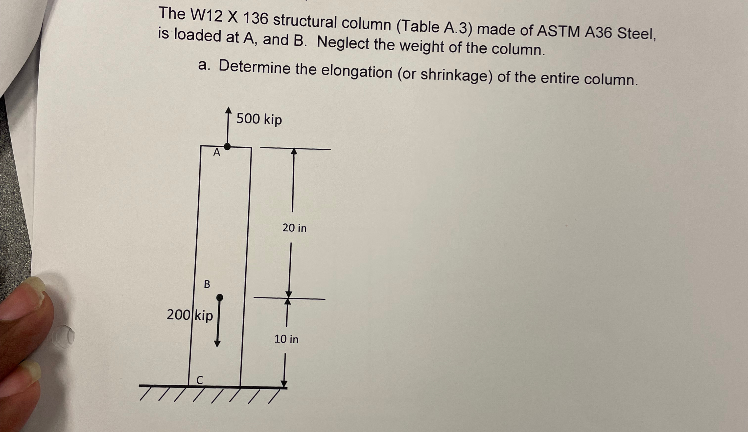 The W 1 2 X 1 3 6 structural column ( Table A . 3