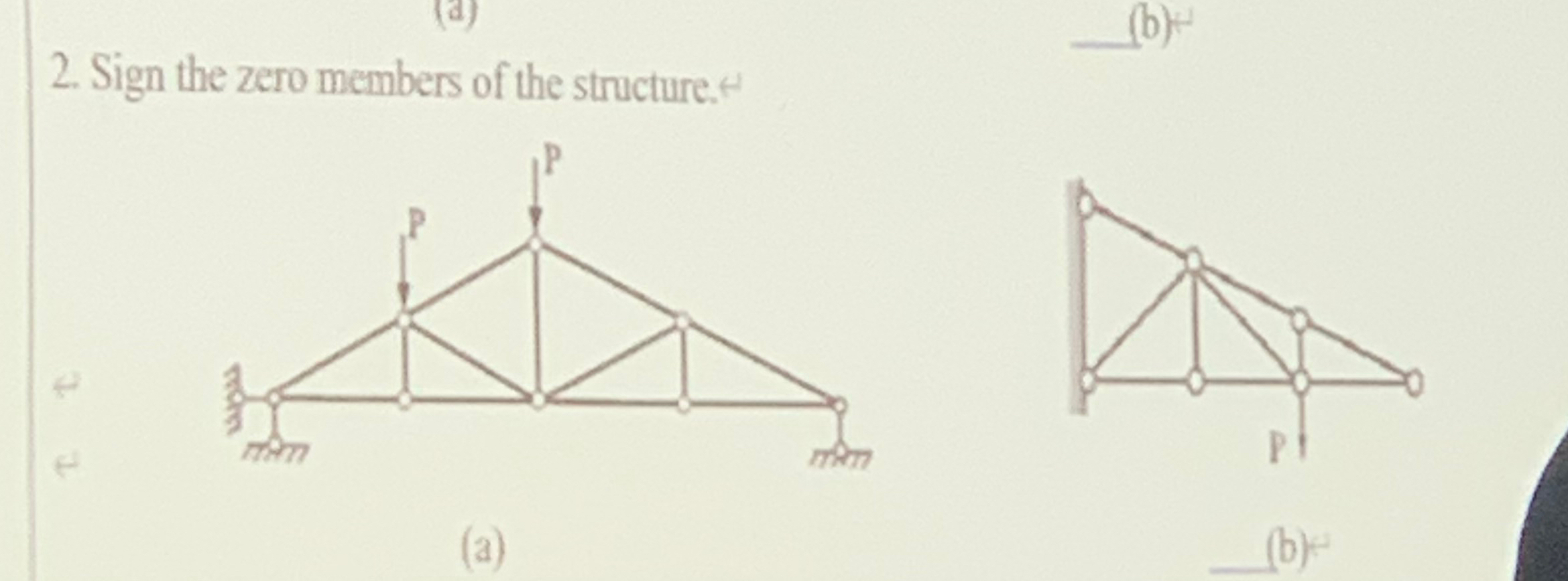 Sign the zero members of the structure. ( a ) ( b