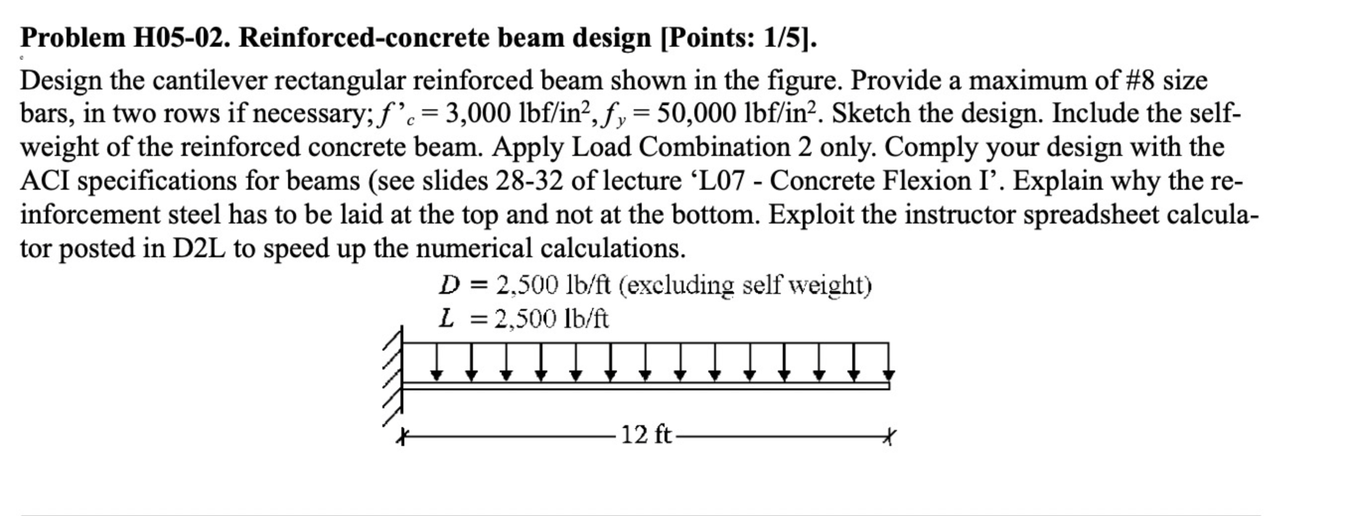Problem H 0 5 - 0 2 . Reinforced - concrete beam