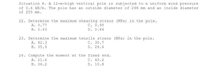 Sit A 1 2 - m - high vertical pole is subjected