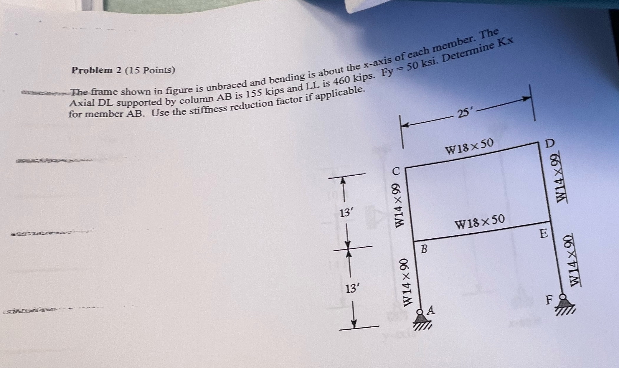 Problem 2 ( 1 5 Points ) Axial DL supported by
