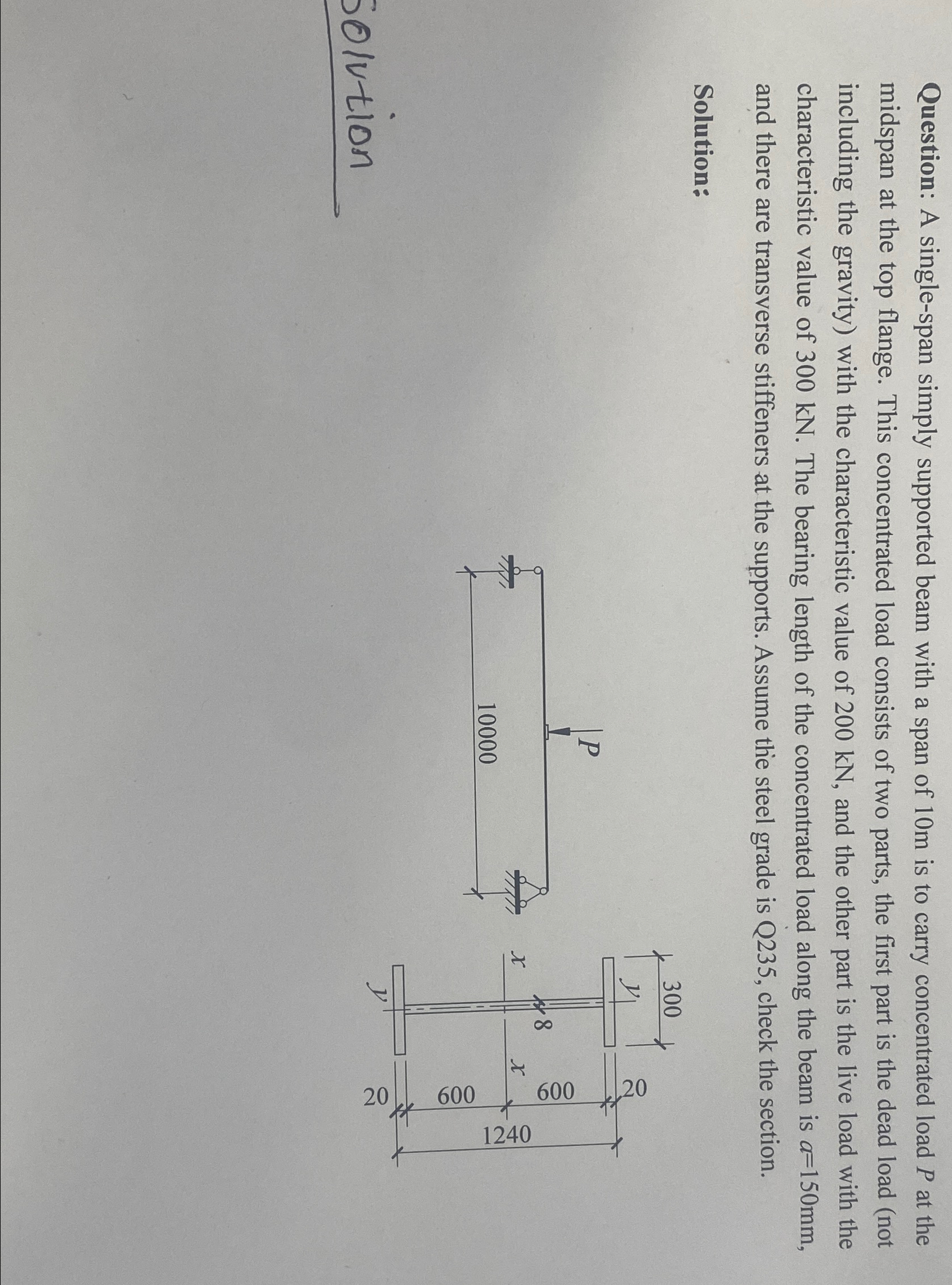 Question: A single - span simply supported beam