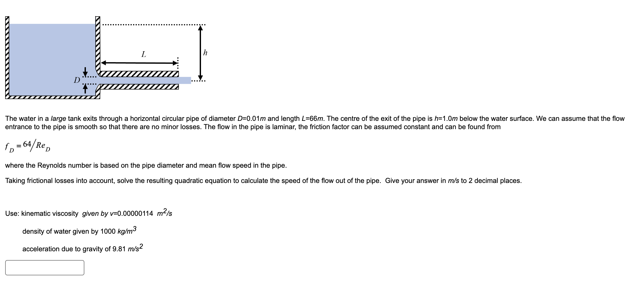 The water in a large tank exits through a