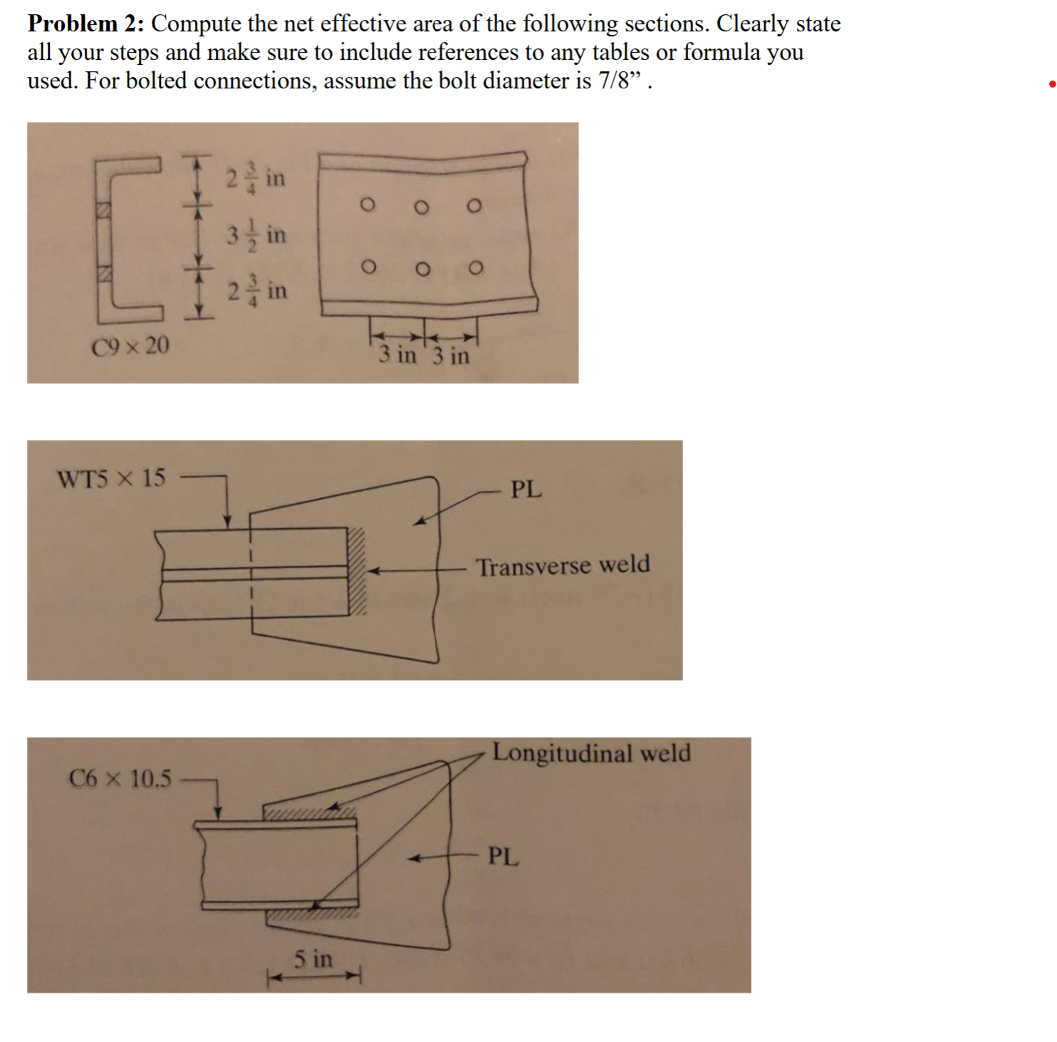 Compute the net effective area of the following