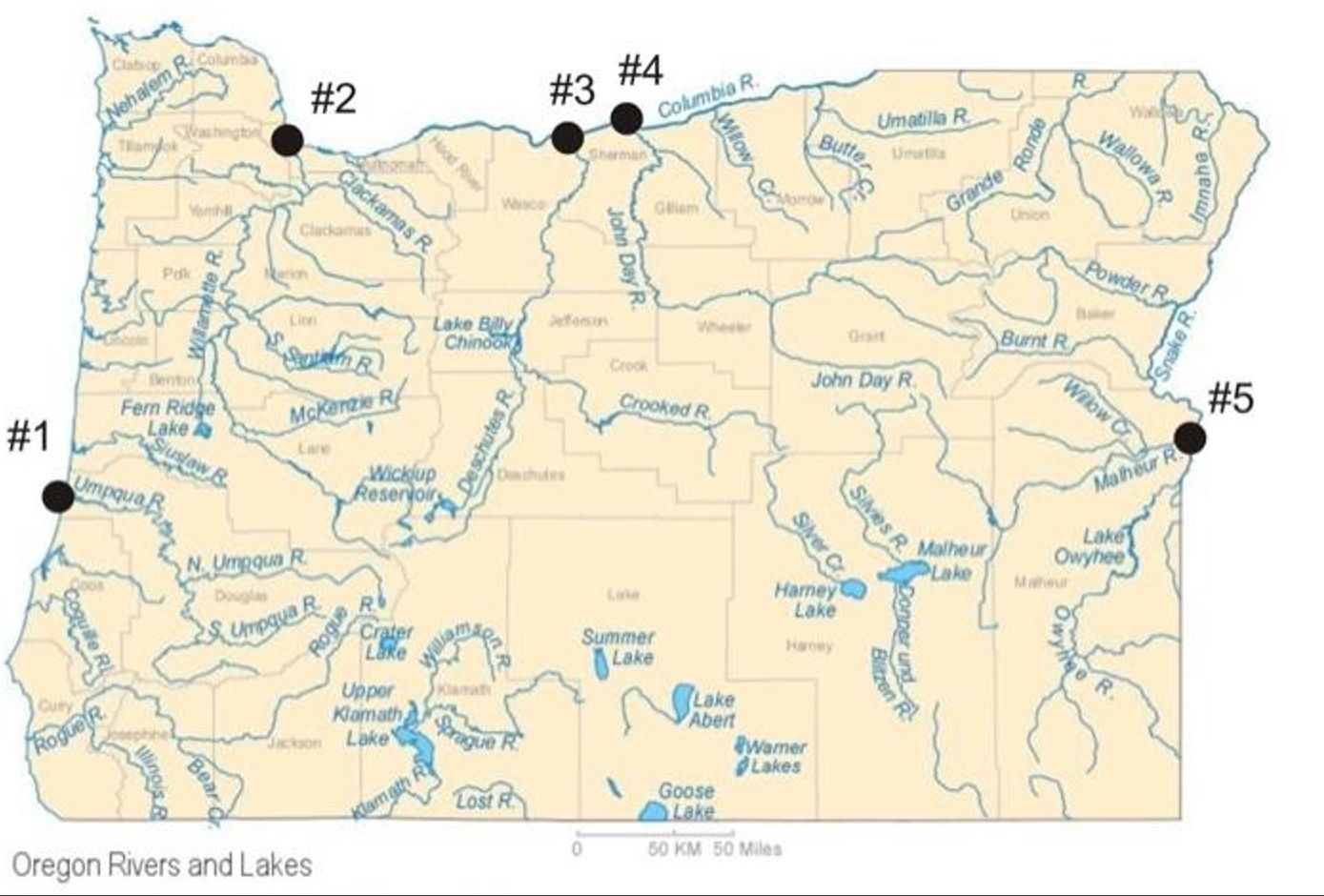 On the map, hand draw the catchment boundaries (