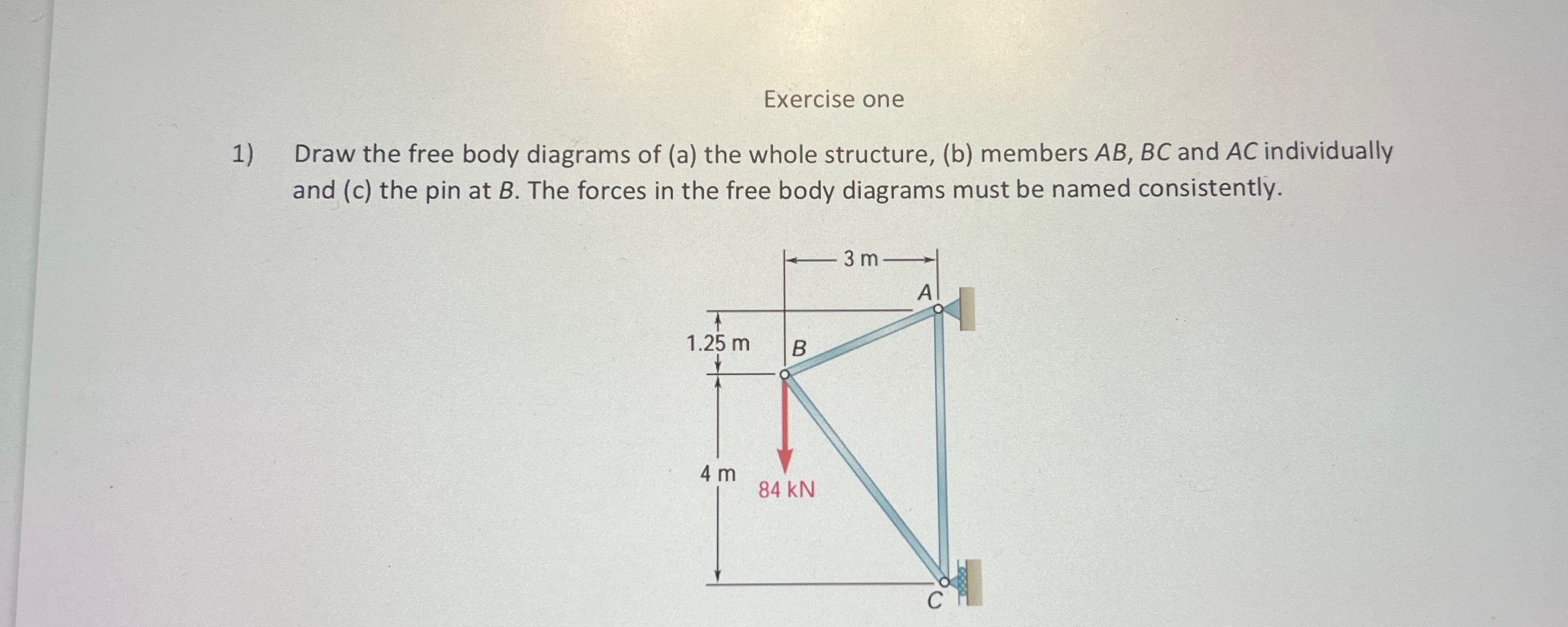 Exercise one Draw the free body diagrams of ( a )