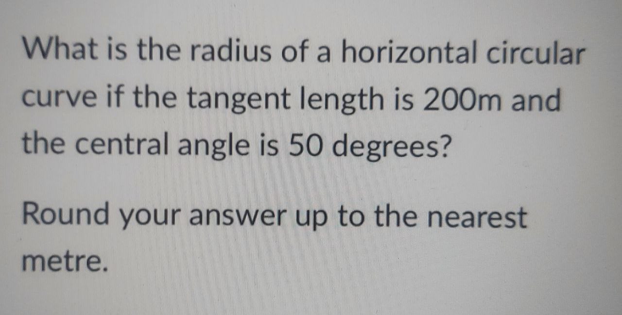 What is the radius of a horizontal circular curve