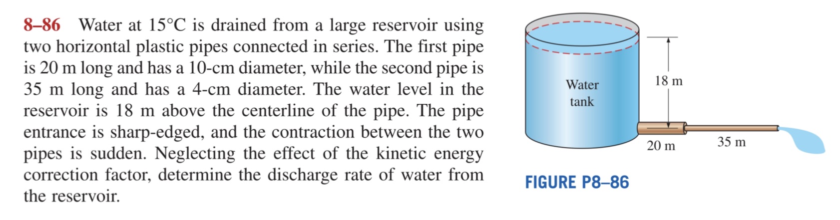 8 - 8 6 Water at 1 5 C is drained from a large